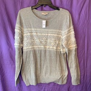 Gray snowflake detail sweater